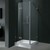 Clear and Brushed Nickel Frameless Shower Enclosure with Base 32 inch by 32 inch 3/8 inch glass