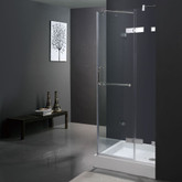 Clear and Chrome Frameless Shower Enclosure with Base 32 inch by 32 inch 3/8 inch glass