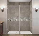 Aston Nautis GS 67 Inch X 72 Inch Completely Frameless Hinged Shower Door With Glass Shelves In Stainless