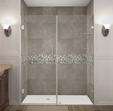 Aston Nautis GS 61 Inch X 72 Inch Completely Frameless Hinged Shower Door With Glass Shelves In Chrome