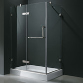 Clear and Chrome Frameless Shower Enclosure with Left Base 32 inch by 40 inch 3/8 inch glass