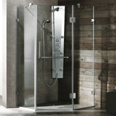 Clear and Brushed Nickel Frameless Neo-Angle Shower Enclosure 38 inch by 38 inch 3/8 inch glass