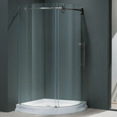 Clear and Stainless Frameless Round Shower Enclosure Right-Sided Door with Base 36 inch by 36 inch