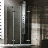 Clear and Chrome Frameless Neo-Angle Shower Enclosure 45 5/8 inch by 45 5/8 inch 3/8 inch glass