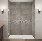 Aston Nautis GS 63 Inch X 72 Inch Completely Frameless Hinged Shower Door With Glass Shelves In Chrome
