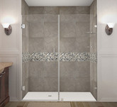 Aston Nautis GS 69 Inch X 72 Inch Completely Frameless Hinged Shower Door With Glass Shelves In Chrome