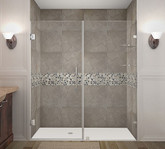 Aston Nautis GS 71 Inch X 72 Inch Completely Frameless Hinged Shower Door With Glass Shelves In Stainless