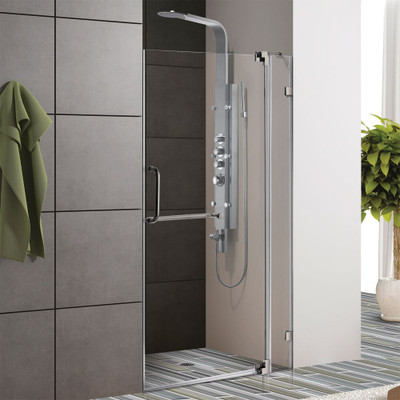 Clear and Brushed Nickel Frameless Shower Door 36 Inch 3/8 Inch glass