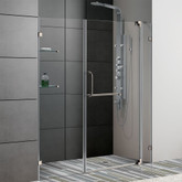 Clear and Brushed Nickel Frameless Shower Door 66 Inch 3/8 Inch glass