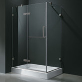 Clear and Brushed Nickel Frameless Shower Enclosure with Left Base 32 inch by 48 inch 3/8 inch glass