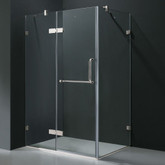 Clear and Chrome Frameless Shower Enclosure 36 Inch by 48 Inch 3/8 Inch glass