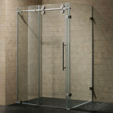Clear and Stainless Steel Frameless Shower Enclosure 36 inch by 48 inch 3/8 inch glass