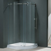 Clear and Chrome Frameless Round Shower Enclosure Right-Sided Door with Base 40 inch by 40 inch