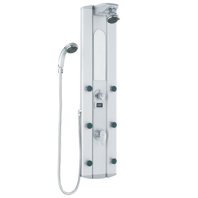 Satin Shower Panel System with Digital Thermometer