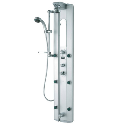 Satin Shower Panel System with Digital Thermometer and Spout