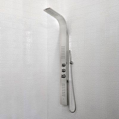 Chrome Shower Panel System with Rain Head
