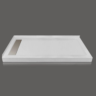 60 x 32 In. Linear Drain Double Threshold Left-Hand Shower Base