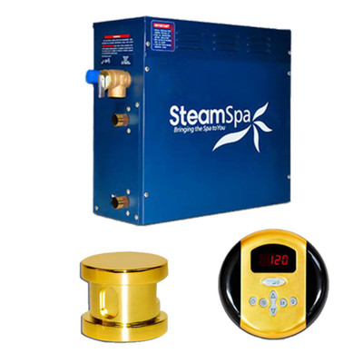 SteamSpa Oasis 6kw Steam Generator Package in Polished Brass