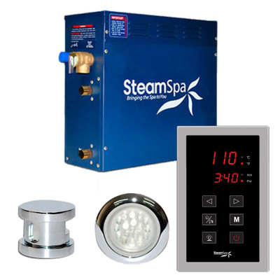 SteamSpa Indulgence 4.5kw Touch Pad Steam Generator Package in Chrome