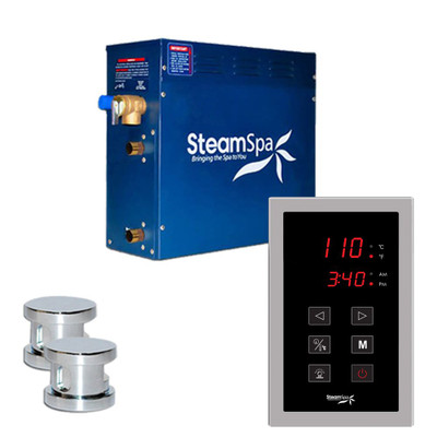 SteamSpa Oasis 12kw Touch Pad Steam Generator Package in Chrome