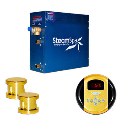 SteamSpa Oasis 10.5kw Steam Generator Package in Polished Brass