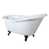 5 Feet  Cast Iron Oil Rubbed Bronze Claw Foot Slipper Tub in White