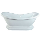 5.8 Feet  Acrylic Double Slipper Pedestal Tub with 7 Inch Deck Holes in White