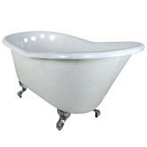 5 Feet  Cast Iron Polished Chrome Claw Foot Slipper Tub in White