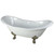 6 Feet  Cast Iron Satin Nickel Claw Foot Double Slipper Tub with 7 Inch Deck Holes in White