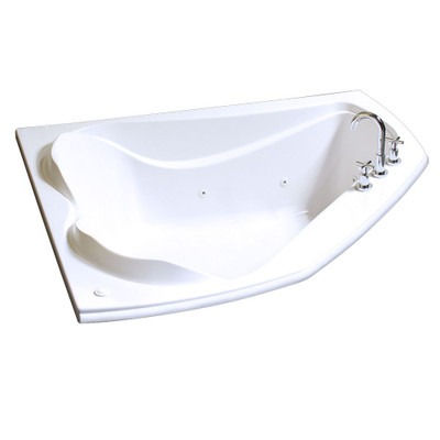 Velvet 6054 White Acrylic Whirlpool Corner Tub With 10 Microjets