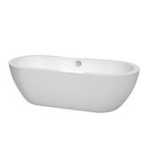 Soho 72 In. Freestanding Soaking Bathtub in White with Brushed Nickel Trim