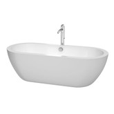 Soho 72 In. Freestanding Soaking Bathtub in White, Chrome Trim, Chrome Floor Mounted Faucet
