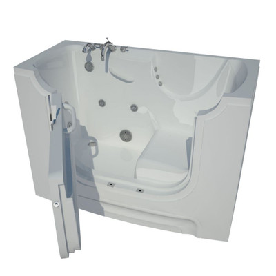 30 x 60 Left Drain White Whirlpool Jetted Wheelchair Accessible Walk-In Bathtub