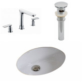 19.5-Inch W x 16.25-Inch D CUPC Oval Sink Set In White With 8-Inch o.c. CUPC Faucet And Drain