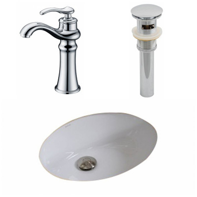 19.5-Inch W x 16.25-Inch D CUPC Oval Sink Set In White With Deck Mount CUPC Faucet And Drain