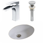 19.5-Inch W x 16.25-Inch D CUPC Oval Sink Set In White With Single Hole CUPC Faucet And Drain