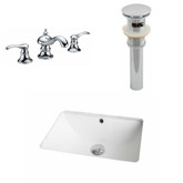 18.25-Inch W x 13.75-Inch D CUPC Rectangle Sink Set In White With 8-Inch o.c. CUPC Faucet And Drain