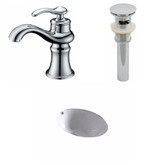 15.25-Inch W x 15.25-Inch D CUPC Round Sink Set In White With Single Hole CUPC Faucet And Drain