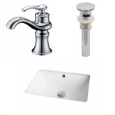 18.25-Inch W x 13.5-Inch D CUPC Rectangle Sink Set In White With Single Hole CUPC Faucet And Drain
