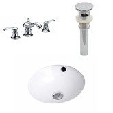 16.5-Inch W x 16.5-Inch D CUPC Round Sink Set In White With 8-Inch o.c. CUPC Faucet And Drain