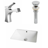 18.25-Inch W x 13.75-Inch D CUPC Rectangle Sink Set In White With Single Hole CUPC Faucet And Drain