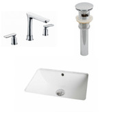18.25-Inch W x 13.5-Inch D CUPC Rectangle Sink Set In White With 8-Inch o.c. CUPC Faucet And Drain