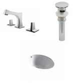 15.25-Inch W x 15.25-Inch D CUPC Round Sink Set In White With 8-Inch o.c. CUPC Faucet And Drain