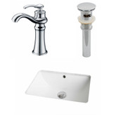 18.25-Inch W x 13.5-Inch D CUPC Rectangle Sink Set In White With Deck Mount CUPC Faucet And Drain