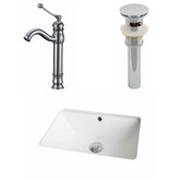 18.25-Inch W x 13.75-Inch D CUPC Rectangle Sink Set In White With Deck Mount CUPC Faucet And Drain