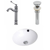 16.5-Inch W x 16.5-Inch D CUPC Round Sink Set In White With Deck Mount CUPC Faucet And Drain