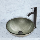 Matte Black Simply Silver Glass Vessel Sink and Seville Faucet Set
