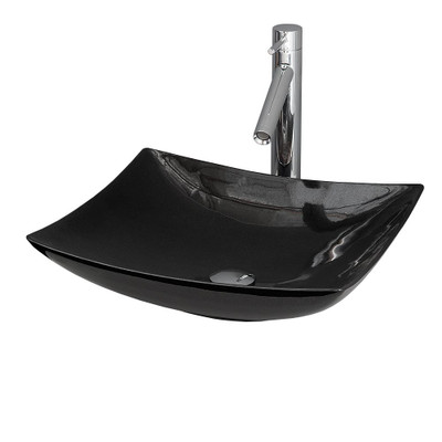 Arista Vessel Vanity Bathroom Sink in Black Granite