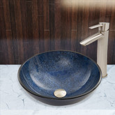 Brushed Nickel Indigo Eclipse Glass Vessel Sink and Shadow Faucet Set