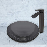 Matte Black Sheer Black Glass Vessel Sink and Duris Faucet Set